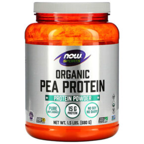 NOW Foods Sports Organic Pea Protein Powder Pure Unflavored 1.5 lbs (680 g) 733739021083