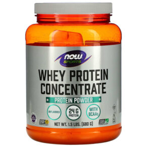NOW Foods Sports Whey Protein Concentrate Protein Powder Unflavored 1.5 lbs (680 g) 733739022981