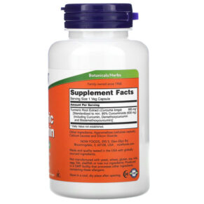 NOW Foods Turmeric Curcumin 60 Veg Capsules 733739046383