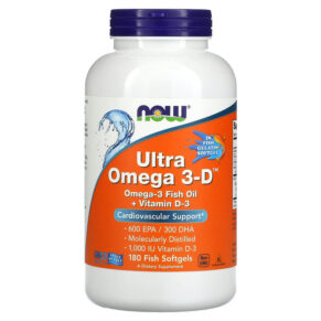 NOW Foods Ultra Omega 3-D 600 EPA/300 DHA 180 Fish viên 733739016645