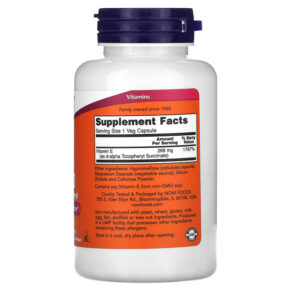 NOW Foods Vegetarian Dry E-400 268 mg (400 IU) 100 Veg Capsules 733739008503