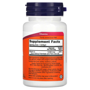NOW Foods Vitamin A 10.000 IU 100 Softgels 733739003300