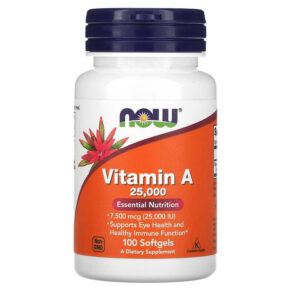 NOW Foods Vitamin A 7.500 mcg (25.000 IU) 100 viên 733739003409