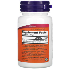 NOW Foods Vitamin D-3 5.000 IU 120 Softgels 733739003720