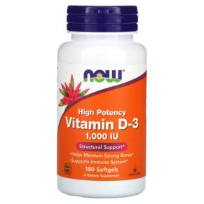 NOW Foods Vitamin D-3 High Potency 1.000 IU 180 viên 733739003652