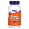 NOW Foods Vitamin D-3 & K-2 120 viên 733739003690