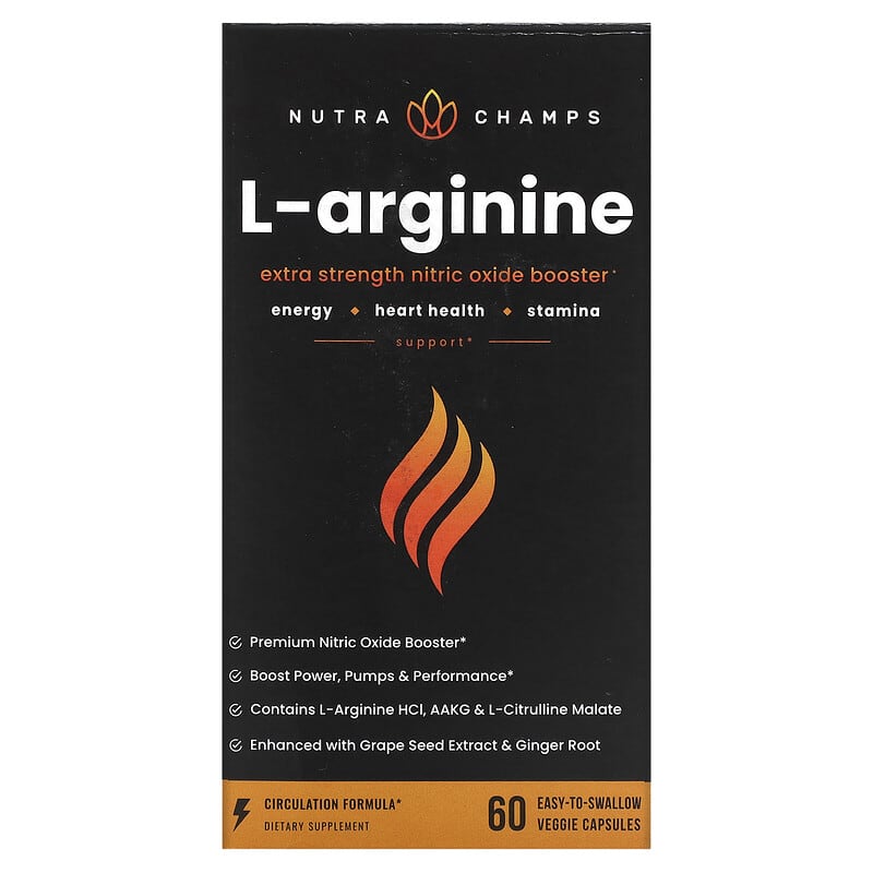 NutraChamps L-Arginine 60 Easy-to-Swallow Veggie Capsules 1 NutraChamps L-Arginine 60 Easy-to-Swallow viên 621983999718