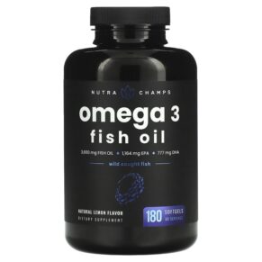 NutraChamps Omega 3 Fish Oil Natural Lemon 1.200 mg 180 viên 621983999800