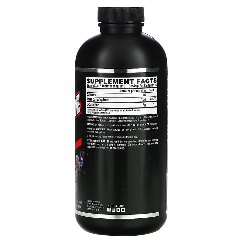 Nutrex Research Liquid Carnitine 3000 Berry Blast 16 fl oz (480 ml) 8 Thành phần vi chất Nutrex Research Liquid Carnitine 3000 Berry Blast 16 fl oz (480 ml) 857268005410