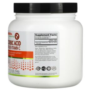 NutriBiotic Immunity Ascorbic Acid 100% Pure Vitamin C Crystalline Powder 2.2 lb (1 kg) 728177002022