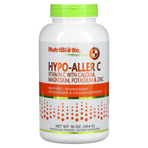 NutriBiotic Immunity Hypo-Aller C Vitamin C + Calcium Magnesium Potassium & Zinc Crystalline Powder 16 oz (454 g) 728177005016