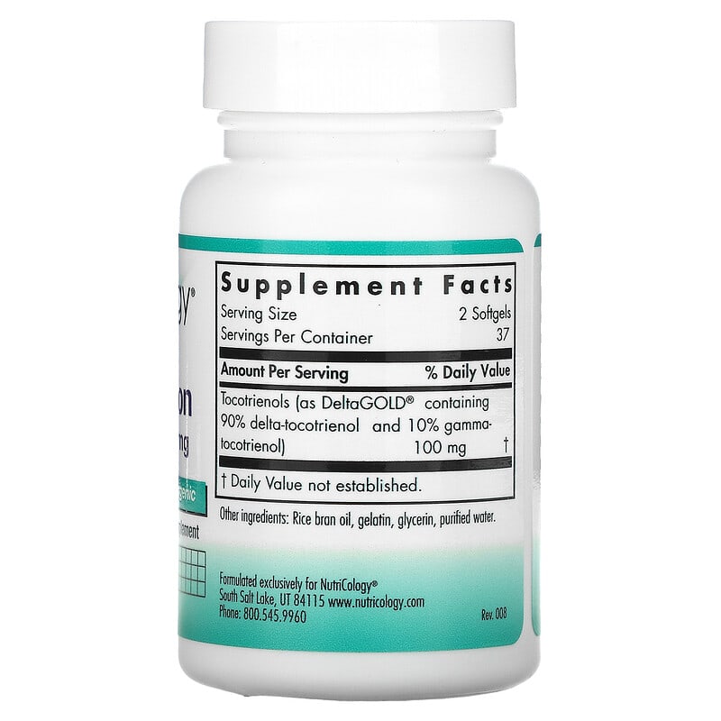 Nutricology Delta-Fraction Tocotrienols 50 mg 75 Softgels 8 Thành phần vi chất Nutricology Delta-Fraction Tocotrienols 50 mg 75 viên 713947552708