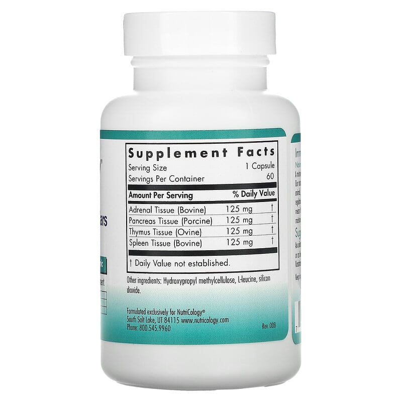 Nutricology ImmoPlex Glandulars 60 Vegicaps 8 Thành phần vi chất Nutricology ImmoPlex Glandulars 60 viên 713947504509