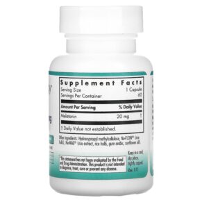 Nutricology Melatonin 20 mg 60 Vegetarian Capsules 713947515802
