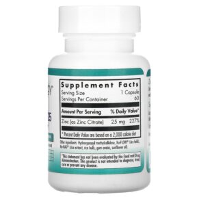 Nutricology Zinc Citrate 25 60 Vegetarian Capsules 3 Nutricology Zinc Citrate 25 60 Vegetarian Capsules 713947502802