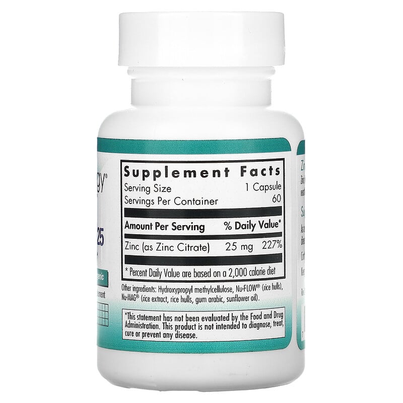 Nutricology Zinc Citrate 25 60 Vegetarian Capsules 8 Thành phần vi chất Nutricology Zinc Citrate 25 60 viên 713947502802