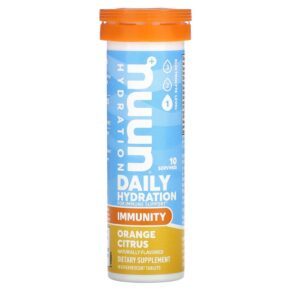 Nuun Hydration Immunity Effervescent Immunity Supplement Orange Citrus 10 viên 811660022048