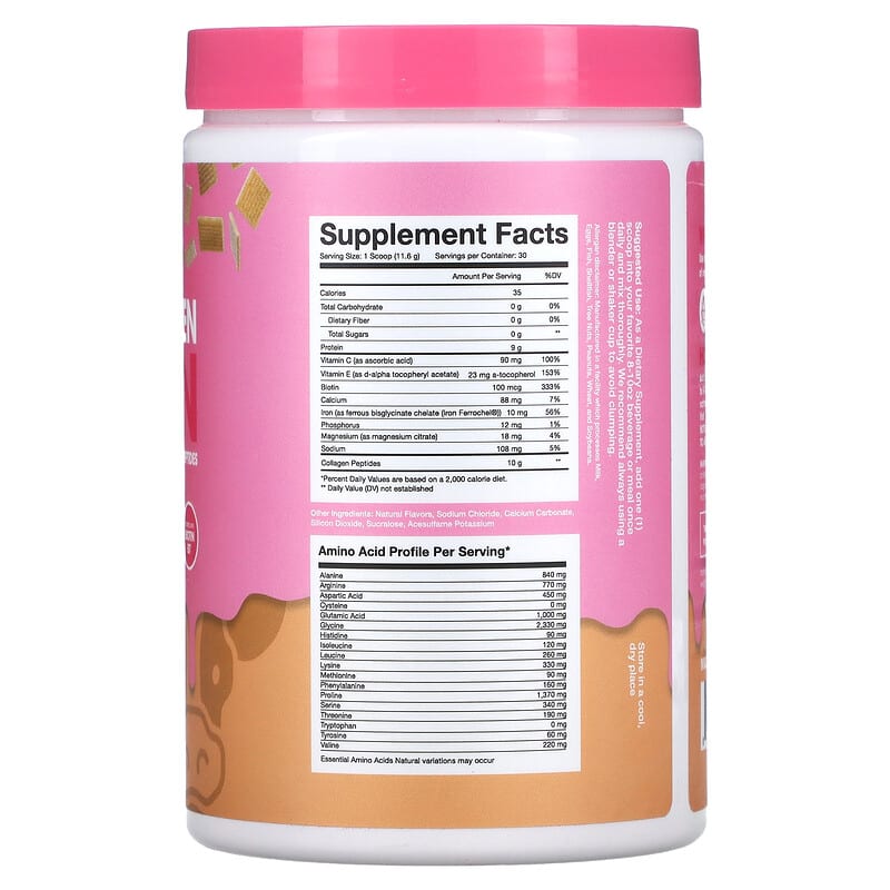 Obvi Super Collagen Protein Cinnamon Cereal 12.27 oz (348 g) 8 Thành phần vi chất Obvi Super Collagen Protein Cinnamon Cereal 12.27 oz (348 g) 850026153019