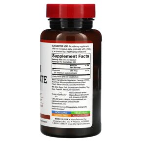 Olympian Labs Chromium Polynicotinate 200 mcg 100 Vegetarian Capsules 710013003805