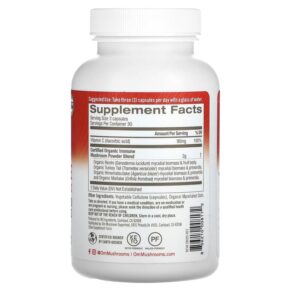 Om Mushrooms Immune Defense Powered by Reishi + Vitamin C 90 Vegetable Capsules 856210008172