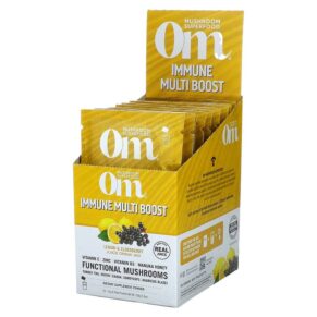 Om Mushrooms Immune Multi Boost Lemon & Elderberry Juice Drink Mix 10 gói 0.53 oz (15 g) 850011996058