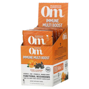 Om Mushrooms Immune Multi Boost Orange & Elderberry Juice Drink Mix 10 gói 0.53 oz (15 g) 850011996034