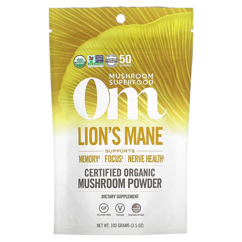 Om Mushrooms Lion's Mane Certified Organic Mushroom Powder 3.5 oz (100 g) 1 Om Mushrooms Lion's Mane Certified Organic Mushroom Powder 3.5 oz (100 g) 892392002096
