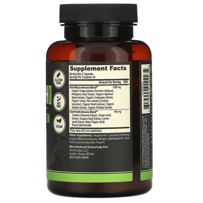 Onnit Shroom Tech Immune 90 Capsules 8 Thành phần vi chất Onnit Shroom Tech Immune 90 viên 819444011165