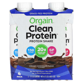 Orgain Clean Protein Shake Creamy Chocolate Fudge 4 Pack 11 fl oz (330 ml) 851770006668