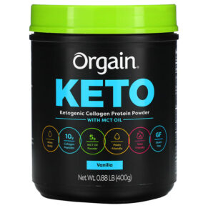 Orgain Keto Ketogenic Collagen Protein Powder + MCT Oil Vanilla 0.88 lb (400 g) 851770007382