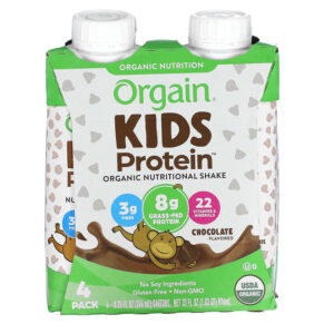 Orgain Kids Protein Organic Nutritional Shake Chocolate 4 Pack 8.25 fl oz (244 ml) 851770003117