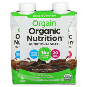 Orgain Organic Nutrition Nutritional Shake Creamy Chocolate Fudge 4 Pack 11 fl oz 860547000051