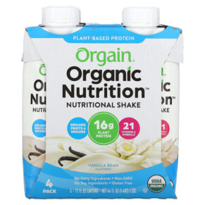 Orgain Organic Nutrition Nutritional Shake Vanilla Bean 4 Pack 11 fl oz (330 ml) 851770003339