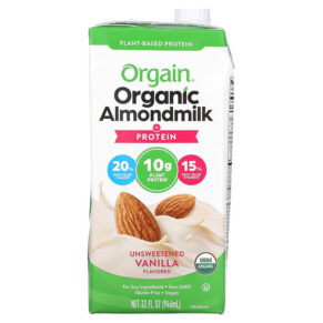 Orgain Plant-Based Organic Almondmilk + Protein Unsweetened Vanilla 32 fl oz (946 ml) 851770003643