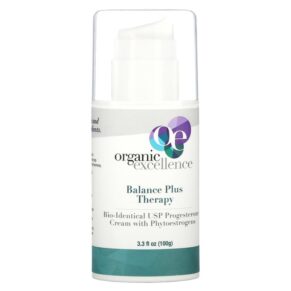 Organic Excellence Balance Plus Therapy Bio-Identical USP Progesterone Cream + Phytoestrogens 3.3 fl oz (100 g) 809183100190