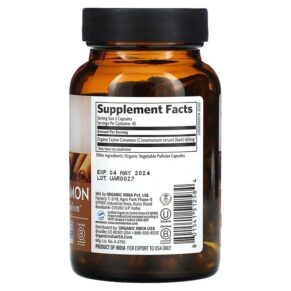 Organic India Ceylon Cinnamon 90 Vegetarian Caps 801541512584