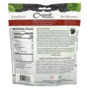 Organic Traditions Black Mulberries 8 oz (227 g) 627733003643