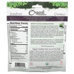 Organic Traditions Chlorella Powder 5.3 oz (150 g) 627733012119