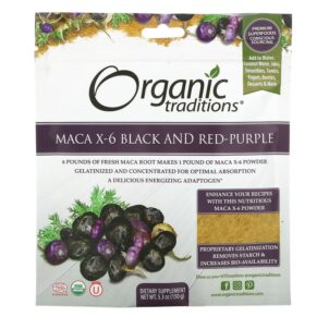 Organic Traditions Maca X-6 Black & Red-Purple 5.3 oz (150 g) 627733002714