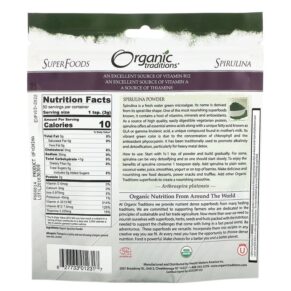 Organic Traditions Spirulina Powder 5.3 oz (150 g) 627733012317
