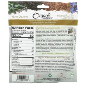 Organic Traditions Sprouted Chia & Flax Seed Powder 8 oz (227 g) 627733005883