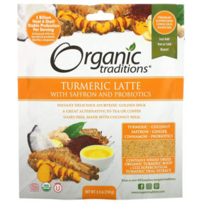 Organic Traditions Turmeric Latte + Saffron & Probiotics 5.3 oz (150 g) 627733001328