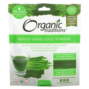 Organic Traditions Wheat Grass Juice Powder 5.3 oz (150 g) 627733012416