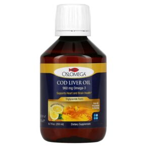 Oslomega Cod Liver Oil 960 mg Omega-3 Natural Lemon Flavor 6.7 fl oz (200 ml) 898220013906