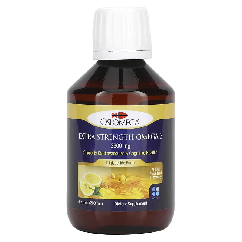 Oslomega Extra Strength Omega 3 Fish Oil Natural Lemon Flavor 3.300 mg 6.7 fl oz (200 ml) 1 Oslomega Extra Strength Omega 3 Fish Oil Natural Lemon Flavor 3.300 mg 6.7 fl oz (200 ml) 898220013876
