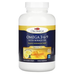 Oslomega Norwegian Omega 3-6-9 + Borage Oil Natural Lemon Flavor 180 viên 898220013937