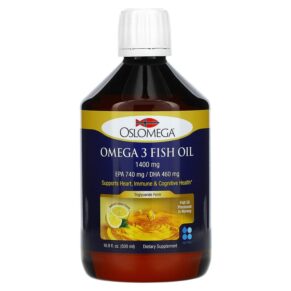 Oslomega Omega-3 Fish Oil Natural Lemon Flavor 1400 mg 16.9 fl oz (500 ml) 898220013890