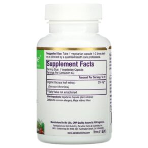 Paradise Herbs Bacopa 60 Vegetarian Capsules 601944777630