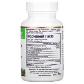 Paradise Herbs Bromelain+ 60 Vegetarian Capsules 601944777562