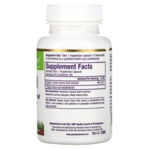 Paradise Herbs Camu Camu 60 Vegetarian Capsules 601944778095